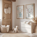 Lindo póster para habitación infantil con elefante · Elefante de acuarela con globo · Decoración de pared para habitación de bebé · Ilustración de animal en pastel · Impresión sin marco