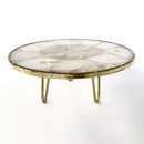 Soporte de Tarta/Centro de Mesa/Soporte de Exhibición/Bandeja de Ágata de Cristal Blanco Redondo de 10"