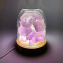 AURORA 2 Lámpara de cristal | Difusor de aceites esenciales | Cuarzo natural 500g | Amatista / Calcita Verde