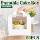 50pcs Portable Cake Boxes with Open Window for Birthday Party Cake Packaging-0