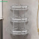 Estante esquinero de acero inoxidable de 2 niveles | Organizador adhesivo para baño
