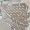 Estante esquinero de acero inoxidable de 2 niveles | Organizador adhesivo para baño