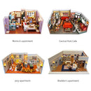 Kit de casas en miniatura del departamento de Mónica | Sujetalibros con luces para estantería