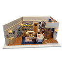 Kit de casas en miniatura del departamento de Mónica | Sujetalibros con luces para estantería
