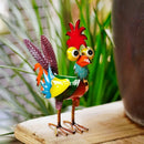 Estatua de metal gallo HQ | Adorno en miniatura para jardín, granja o patio