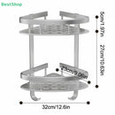 Estante esquinero de acero inoxidable de 2 niveles | Organizador adhesivo para baño