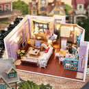 Kit de casas en miniatura del departamento de Mónica | Sujetalibros con luces para estantería