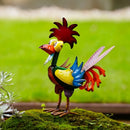 Estatua de metal gallo HQ | Adorno en miniatura para jardín, granja o patio