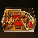 Kit de casas en miniatura del departamento de Mónica | Sujetalibros con luces para estantería