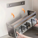 Estante especiero de acero inoxidable para pared, 2 niveles, 4 compartimentos – Cocina