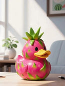 Estatua pato pitahaya rosa-verde | Decoración fantástica para hogar o jardín