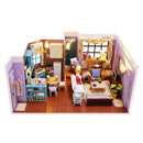 Kit de casas en miniatura del departamento de Mónica | Sujetalibros con luces para estantería