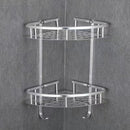 Estante esquinero de acero inoxidable de 2 niveles | Organizador adhesivo para baño