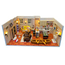 Kit de casas en miniatura del departamento de Mónica | Sujetalibros con luces para estantería