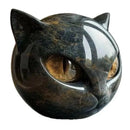 Estatua Gato Negro Halloween en Resina Textura Piedra – Adorno Estantería Hogar