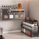 Estante especiero de acero inoxidable para pared, 2 niveles, 4 compartimentos – Cocina