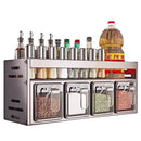 Estante especiero de acero inoxidable para pared, 2 niveles, 4 compartimentos – Cocina