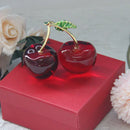 Estatuilla de Cereza de Cristal Decorativa para Hogar y Oficina