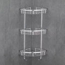 Estante esquinero de acero inoxidable de 2 niveles | Organizador adhesivo para baño