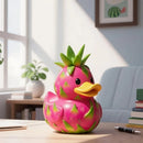 Estatua pato pitahaya rosa-verde | Decoración fantástica para hogar o jardín