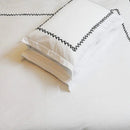 Hojas de sauce - Juegos de funda nórdica de lino puro con bordes bordados