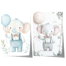 Lindo póster para habitación infantil con elefante · Elefante de acuarela con globo · Decoración de pared para habitación de bebé · Ilustración de animal en pastel · Impresión sin marco
